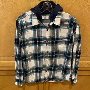 Boys Old Navy plaid flannel hoodie